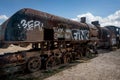 Rusty old steem train at train cemetery in Bolivia Royalty Free Stock Photo