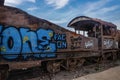 Rusty old steem train at train cemetery in Bolivia Royalty Free Stock Photo
