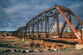 Rusty old train bridge across the Colorado River Royalty Free Stock Photo