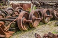 Rusty old train wheels scrapped Royalty Free Stock Photo