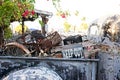 A rusty old truck with the bed filled with junk sits outside an establishment in Key, West Florida USA Royalty Free Stock Photo