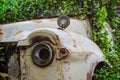 Rusty old truck cover up with green plants. Royalty Free Stock Photo