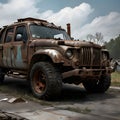 A rusty old truck parked on a road. Royalty Free Stock Photo