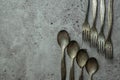 Rusty old utensils on grungy background Royalty Free Stock Photo