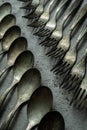 Rusty old utensils on grungy background Royalty Free Stock Photo