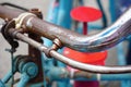 Rusty old vintage bicycle part chain and gear. Royalty Free Stock Photo