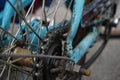 Rusty old vintage bicycle part chain and gear. Royalty Free Stock Photo
