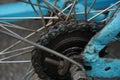 Rusty old vintage bicycle part chain and gear. Royalty Free Stock Photo