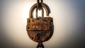Rusty Open Padlock Hanging, Chain, Keyhole, Freedom Concept Royalty Free Stock Photo