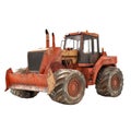 Rusty orange heavy equipment large tires powerful engine construction vehicle Royalty Free Stock Photo