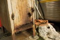Rusty pad lock seal a metal box in indonesia
