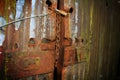 Rusty padlock on doors Royalty Free Stock Photo