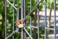 Rusty padlock on the gate Royalty Free Stock Photo