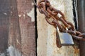 Rusty padlock and metal chain Royalty Free Stock Photo