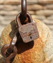 rusty padlock to lock a chain Royalty Free Stock Photo