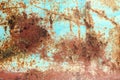 Rusty painted metal texture, old iron surface with shabby cracked paint and scratches, abstract grunge background, textured weathe Royalty Free Stock Photo