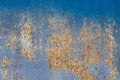 Rusty peeling outdated metallic texture steel weathered blue background grunge pattern obsolete rust, soft focus Royalty Free Stock Photo