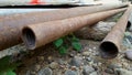 Rusty pipe, one of the water or oil or gas distribution devices