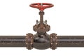 Rusty pipeline with valve. 3D rendering Royalty Free Stock Photo