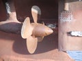 Rusty propeller of old sea rescue ship