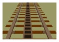 Rusty rack railway track in perspective view. Simple flat illustration