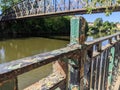 Rusty railings with flakey paint by the river severn Royalty Free Stock Photo