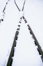 Railroad tracks in snow.