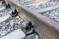 Rusty rails of the abandoned railroad. Royalty Free Stock Photo