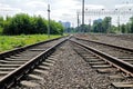 Rusty rails of the abandoned railroad. Royalty Free Stock Photo