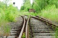 Rusty railway switch with lost train Royalty Free Stock Photo