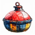 Rusty Red And Blue Metal Buoy On White Background Royalty Free Stock Photo