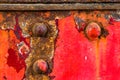 rusty red paint on iron plate Royalty Free Stock Photo