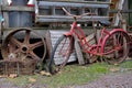 Rusty Red Vintage Bicycle Parked in Junkyard