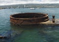 USS Arizona: Rusty Relic at Pearl Harbor Memorial Royalty Free Stock Photo