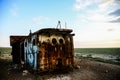 Rusty remains of a fishing ship Royalty Free Stock Photo