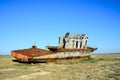 Rusty remains of a warship