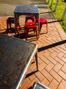 Rusty Retro Metal Chairs Tables Outside