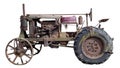 Rusty retro small rural no name tractor isolated