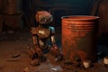 Rusty robot machine trash. Generate ai