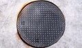 Rusty Round Man Hole made of Diamond Steel Plate Royalty Free Stock Photo