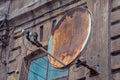 Rusty satellite dish on an old house Royalty Free Stock Photo