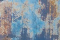 Rusty scratched peeling outdated metallic texture steel weathered blue background grunge pattern obsolete rust Royalty Free Stock Photo