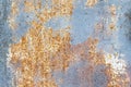 Rusty scratched peeling outdated metallic texture steel weathered color background grunge pattern obsolete rust Royalty Free Stock Photo