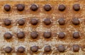 rusty screws on old wood. Royalty Free Stock Photo