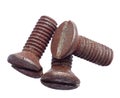 Rusty screws stacked together with a simple arrangement on a plain background Royalty Free Stock Photo