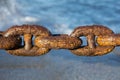 Rusty sea chain close-up Royalty Free Stock Photo