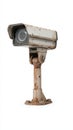 Rusty Security Camera on Isolated White Background for Surveillance Use Royalty Free Stock Photo