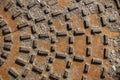 Rusty sewer manhole cover Royalty Free Stock Photo