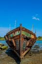 Rusty Ship in Blue sky Royalty Free Stock Photo