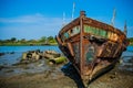 Rusty Ship in Blue sky Royalty Free Stock Photo